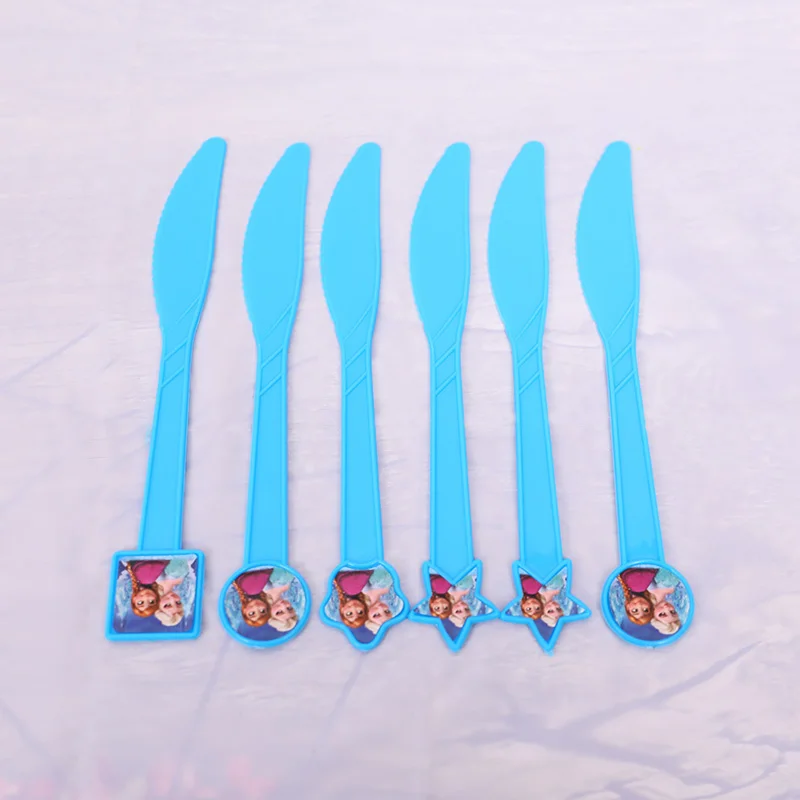 6pcs Knife Вечерние украшения в стиле принцессы Эльзы из мультфильма «Холодное сердце», вечерние украшения, соломинки, подарок на день рождения, украшения для детей - Цвет: 6pcs Knife