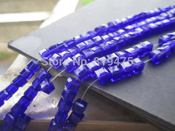 4 мм стеклянные хрустальные бусины кубическая квадратная формы кобальт синий