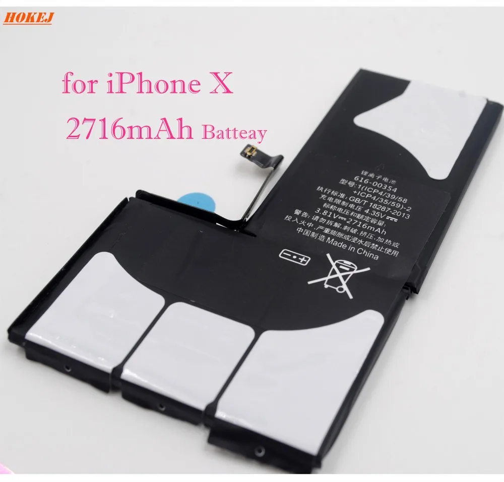 Оригинальная литий-ионная аккумуляторная батарея 2716 мАч для iPhone X, батарея 3,81 в, внутренние сменные батареи, бесплатные ручные инструменты, посылка