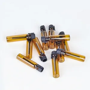 Флакон для духов из янтарного стекла, многоразовый флакон для эфирных масел, 100 шт.лот, 1 мл, 2 мл