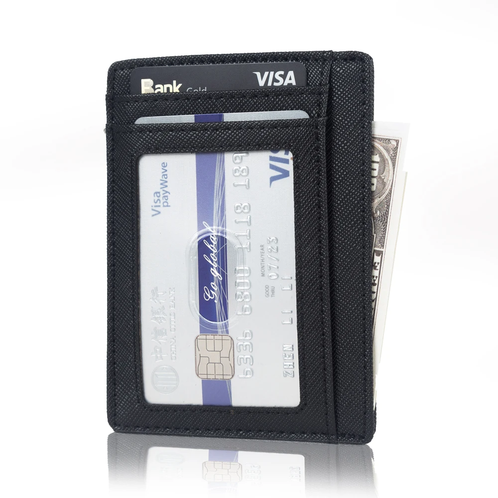 С функцией блокировки RFID кожа Бизнес держатель для карт банковских и