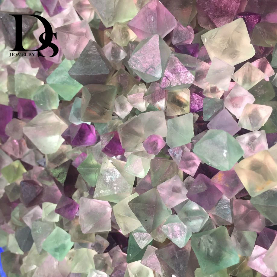 10 шт. натуральный прозрачный флюорит Octahedron зеленый кварц Фиолетовый Кристалл