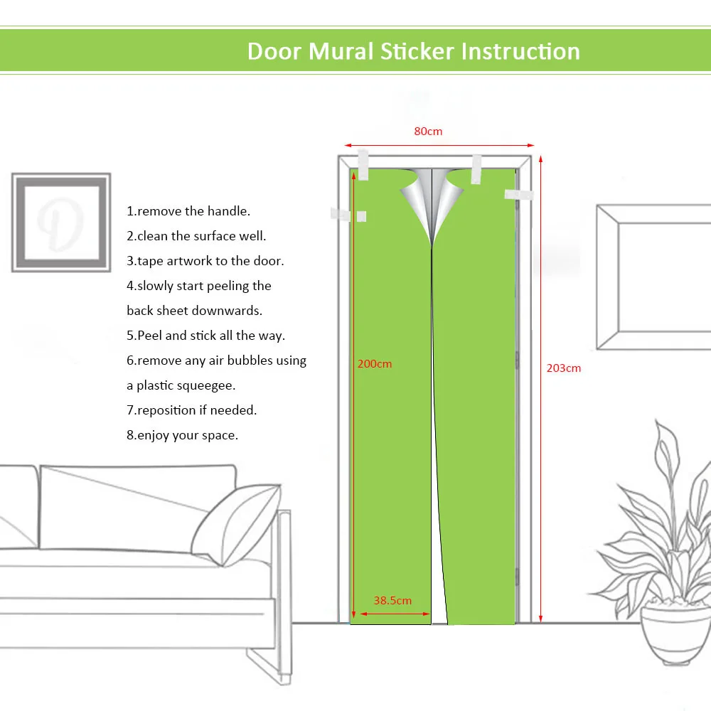 

3D Door Sticker Forest Wall Mural Art Tree Door Waterproof Mural For Bedroom Door Sticker DIY Home Decor
