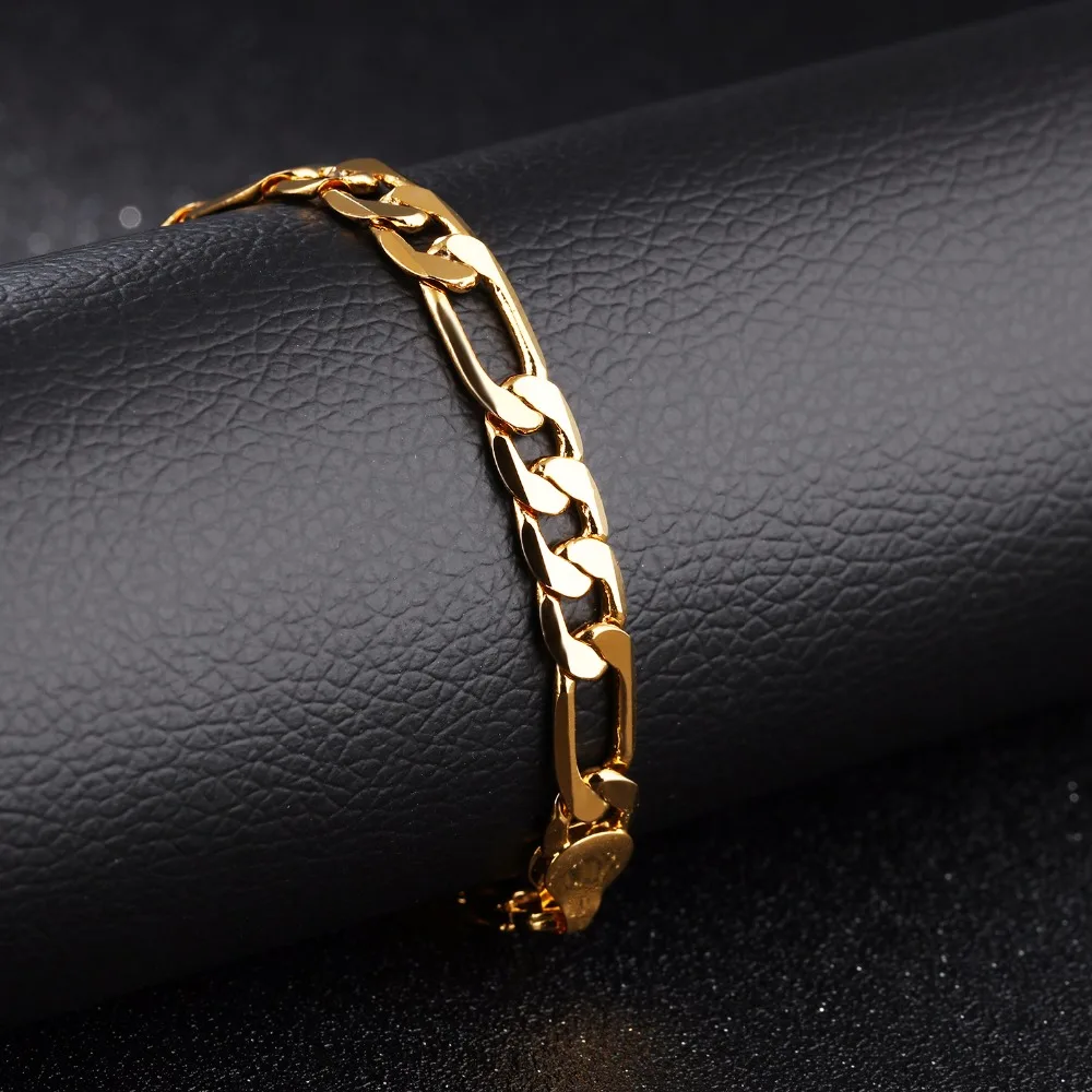 _ Aliexpress Лидер продаж классический винтажный золотой браслет цепочка Фигаро