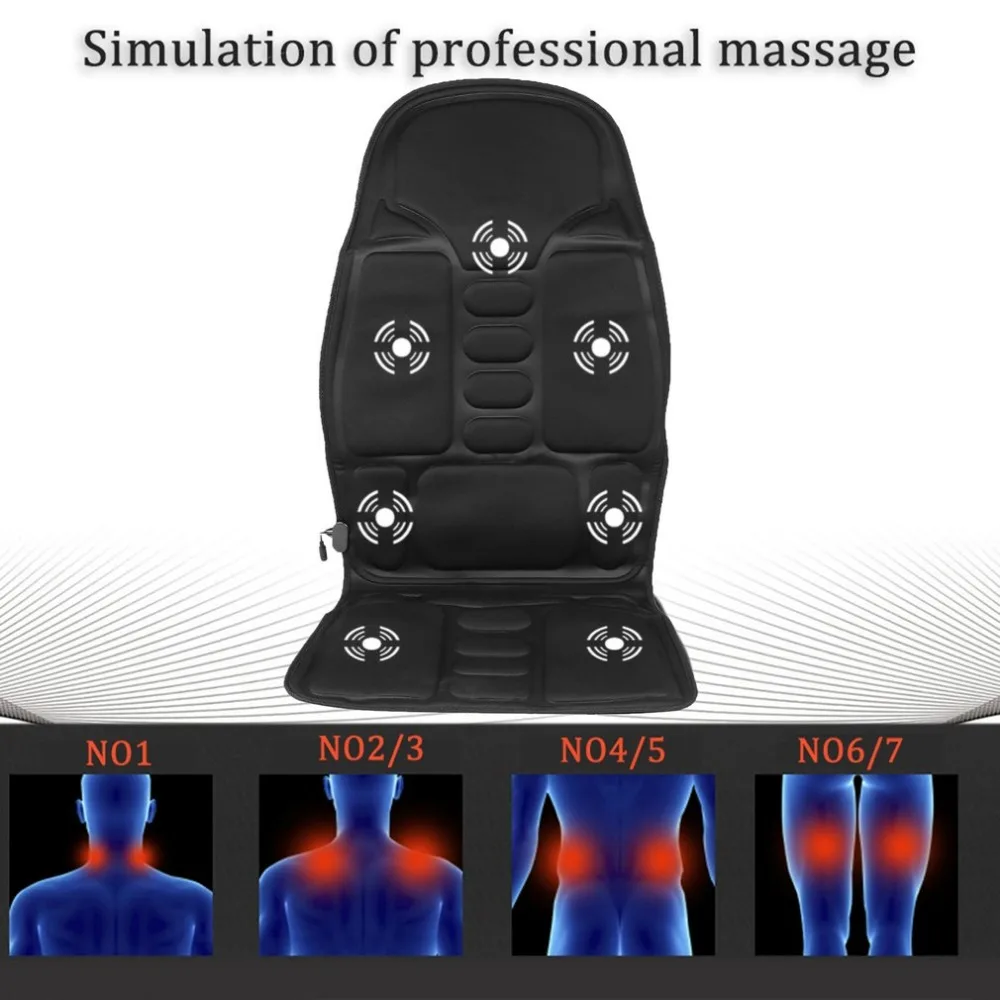 Car Household Office Full Body Massage Cushion Lumbar Heat Vibration Neck Relaxation Seat EU/US Plug new |