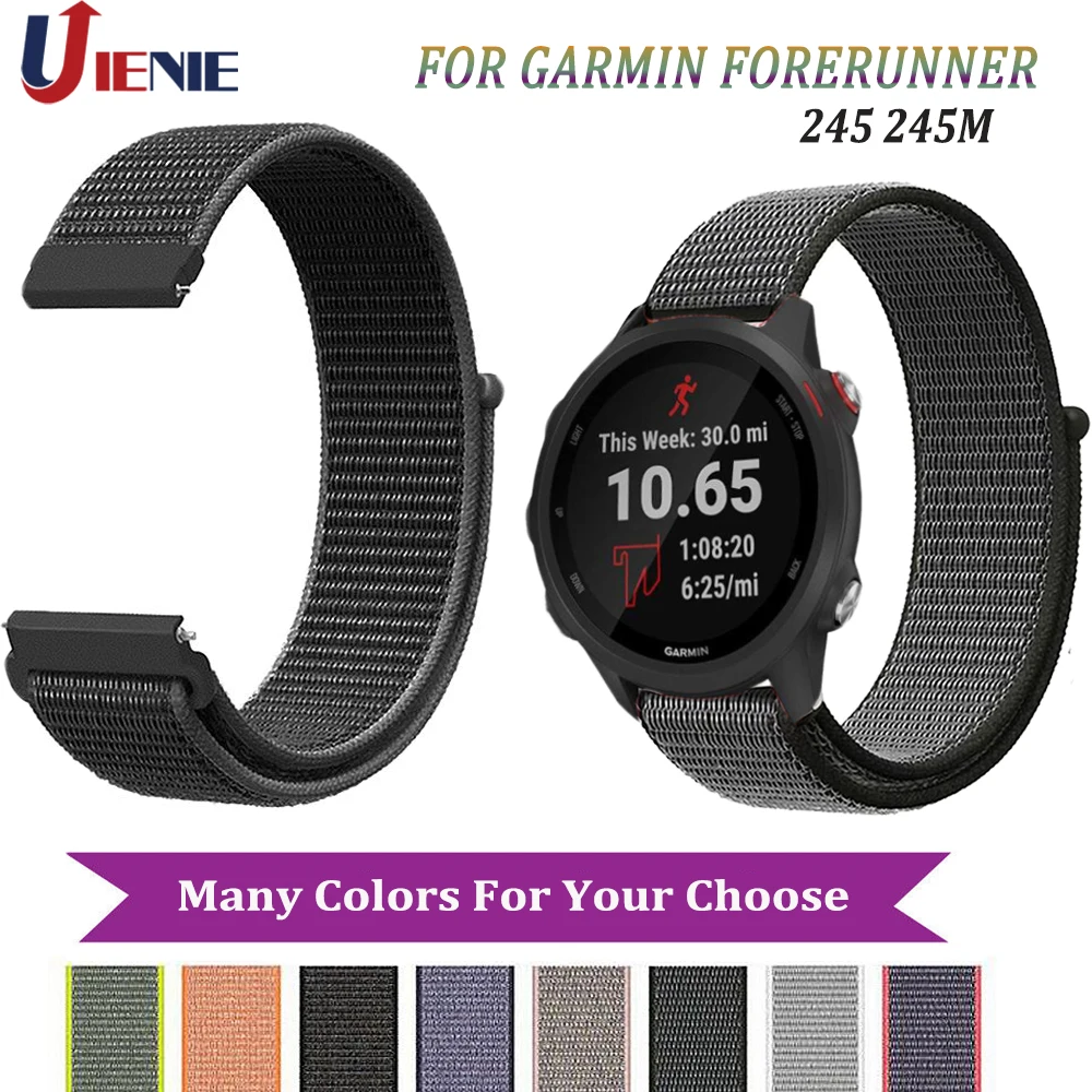 20 мм спортивный ремешок для часов нейлоновый браслет Garmin Forerunner 245 245M 645 Vivoactive 3