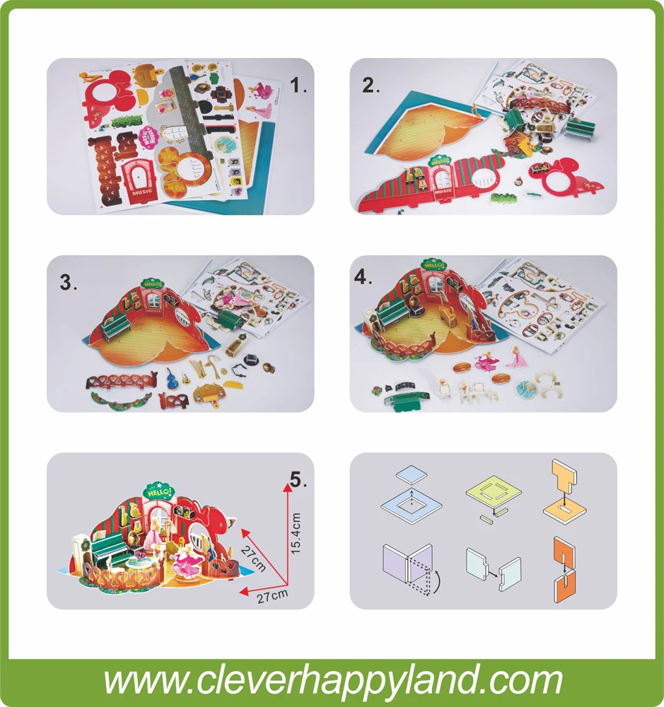 Clever &amp happy land 3d головоломка модель Классический музыкальный инструмент магазин