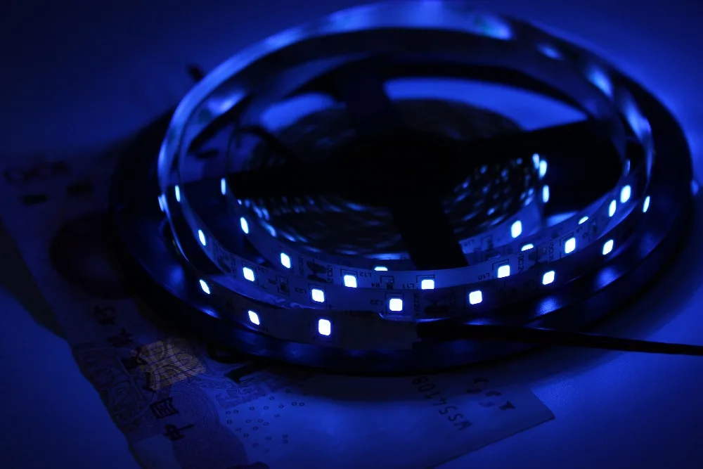 12V 2835/5050 SMD 60 светодиодов/m УФ 395 405nm Ультрафиолетовый водонепроницаемый фиолетовый