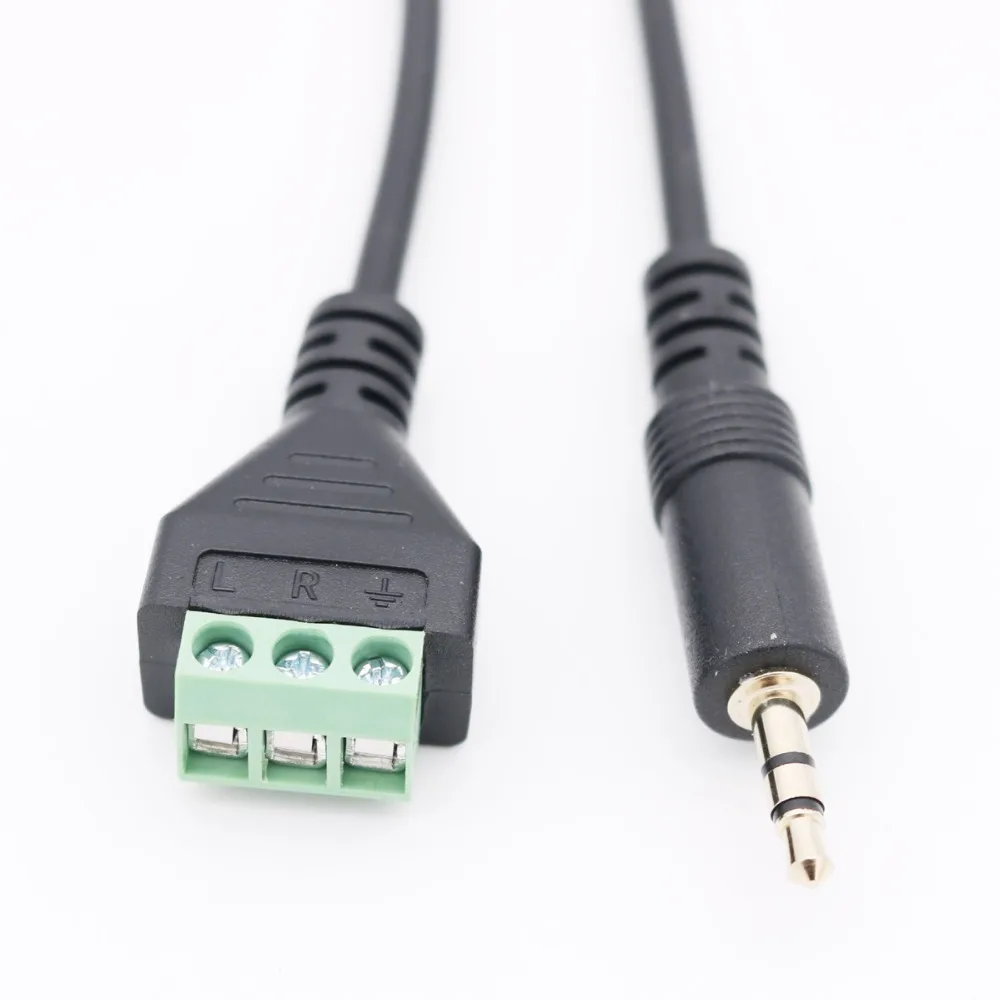 

1pc Gold 3.5mm 1/8" Stereo TRS Male Plug To 3 Pin AV Screw Video Balun Terminal Plug Connector Solderless Block Adapter Cable