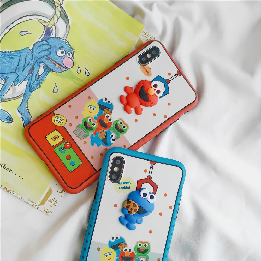 Мультфильм Улица кунжута печенья Elmo 3D кукла машина чехол для iPhone X XS MAX XR 6 6s 7 8 Plus
