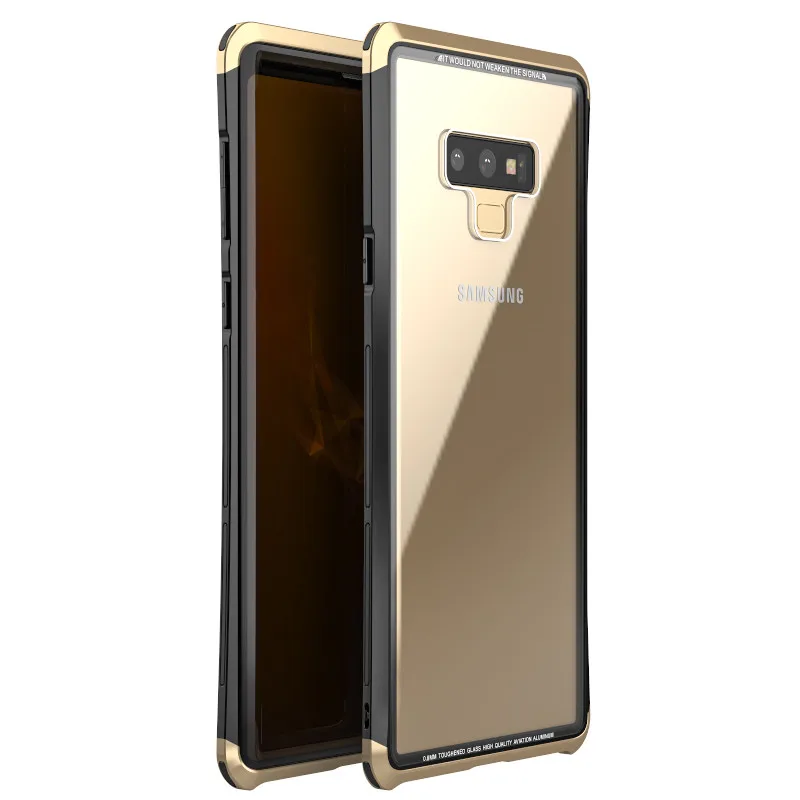 gold black Тонкий жесткий чехол LUPHIE для samsung Note 9, модное прозрачное закаленное стекло+ ПК+ металлический чехол для samsung Galaxy Note9 S9 Plus - Цвет: gold black
