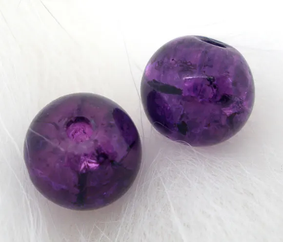 

DoreenBeads Glass Loose Beads Round Purple Crackle About 6.0mm( 2/8") Dia, Hole: Approx 1.0mm, 65 PCs Hot new