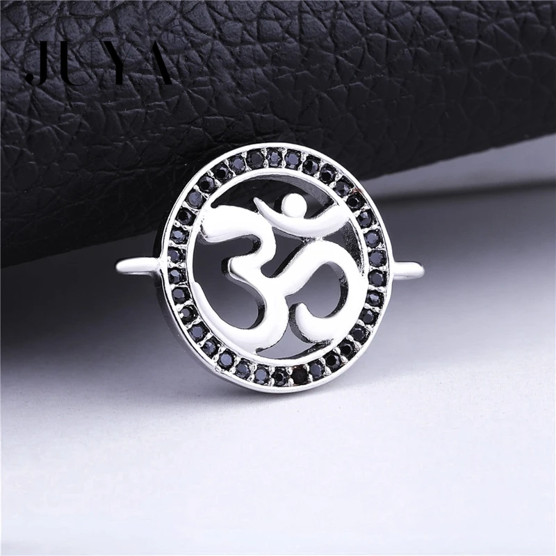 Новинка 2018 медные микро-стразы с черным цирконием OM/знак Ом подвески коннекторы