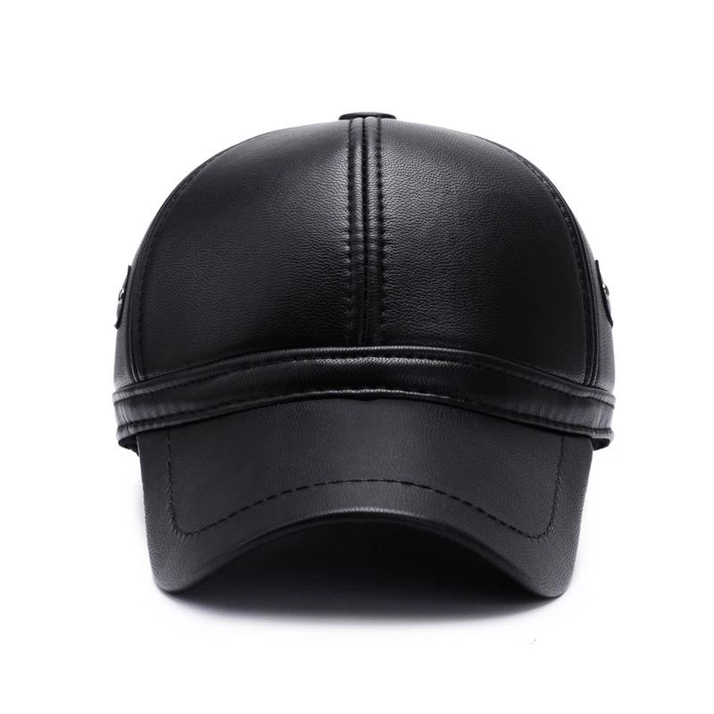 Высококачественная зимняя мужская кожаная бейсбольная кепка s с наушниками