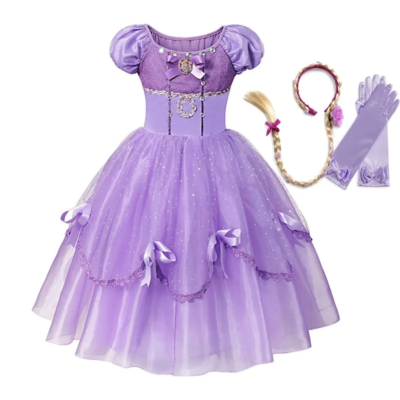 Sofia Dress Set 03 MUABABY роскошное платье Софии для девочек; летнее платье принцессы; детское бальное платье; 4 слоя; Длина до пола; карнавальный костюм Рапунцель - Цвет: Sofia Dress Set 03