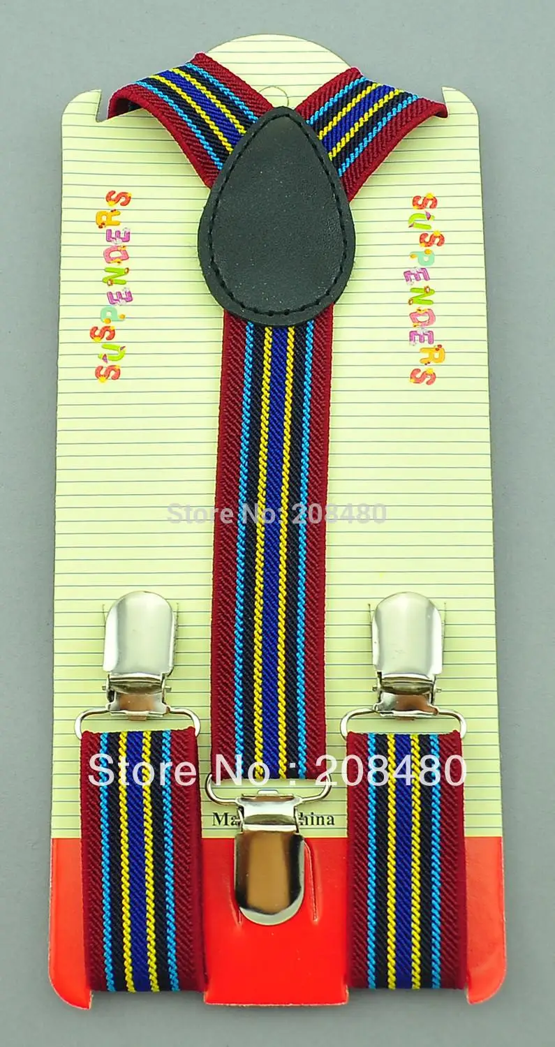 

2pcs/lot Wholesale 2.5cmx65cm "Striped" #17 Kids Suspenders Children/Boys/Girls Elastic Braces Slim Suspender Y-back Suspenders