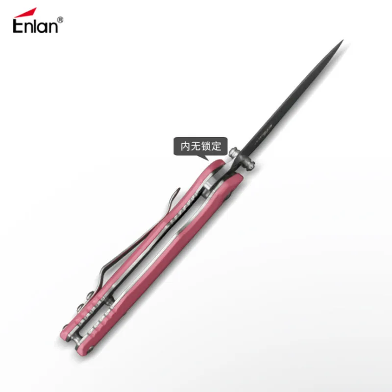 Складной нож Enlan EW106 8Cr13Mov с розовой легкой пластиковой ручкой коллекционный