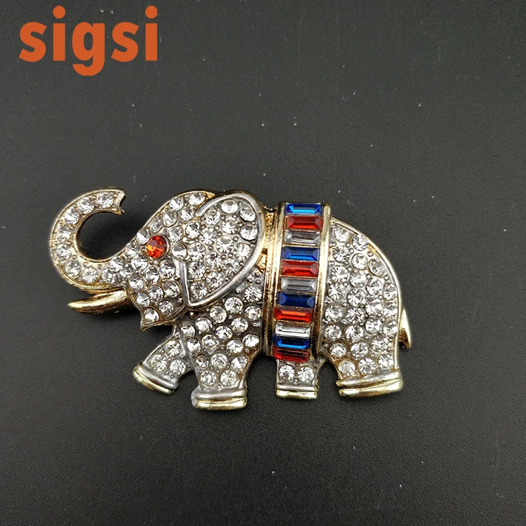 

50/100pcs free shipping fashion jewelry 55mm rhinestone sparkly Thailand cute elephant animal brooch pins