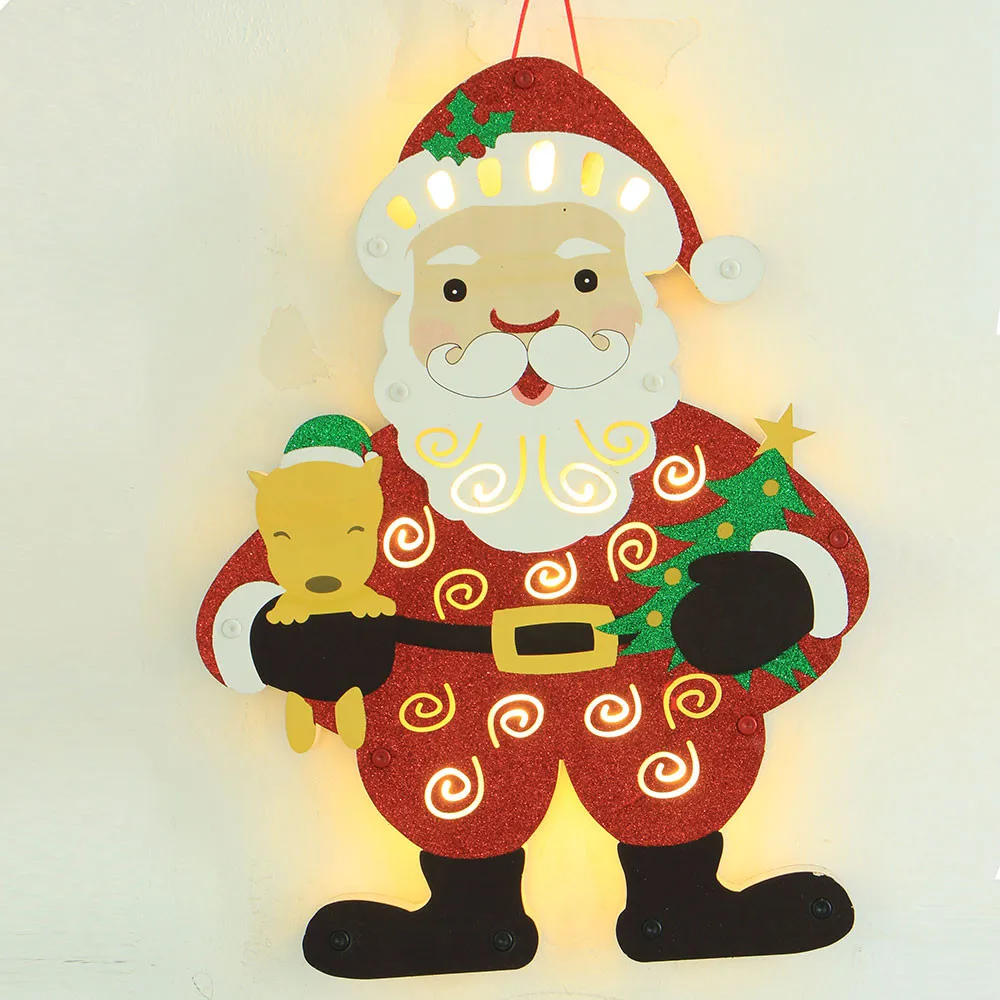 Новый высокое качество висит украшения елки светодио дный деревянный Санта