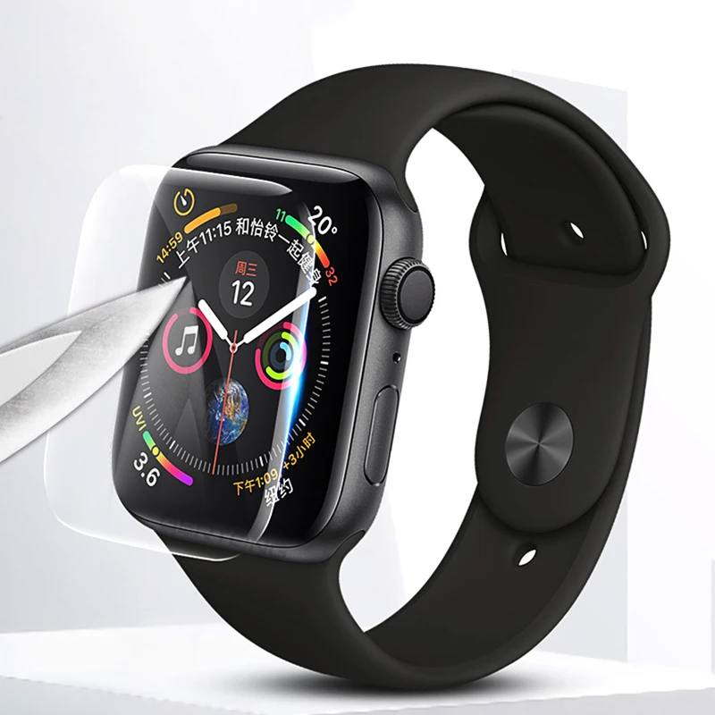 Полностью проклеенная закаленная пленка для Apple Watch 42 мм 40 мм 44 мм мягкая защитная пленка для экрана 38 40 42 44 мм 38 мм 42 мм(не стекло