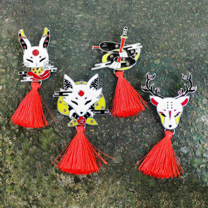 Брошь в виде животного с кроликом змеей лисой символом оленя Сики и