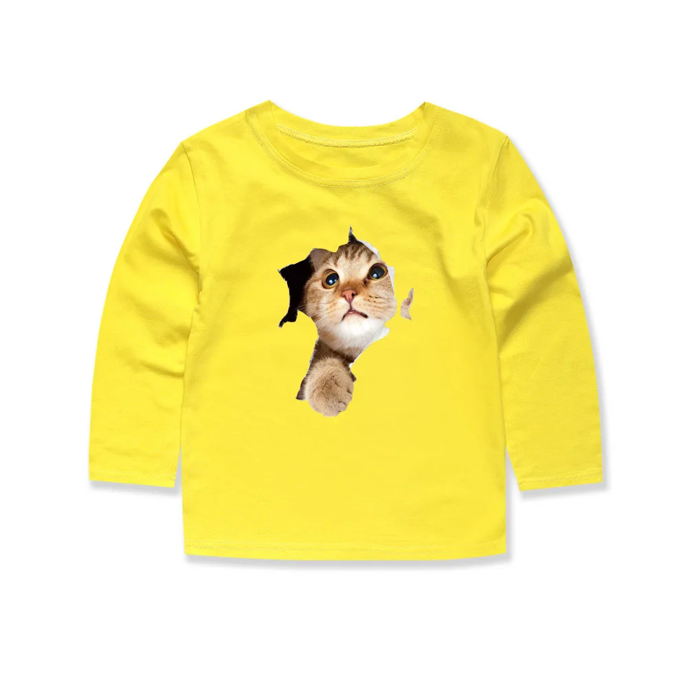 Хлопковые футболки с длинным рукавом для девочек 12 цветов мальчиков и 3D принтом