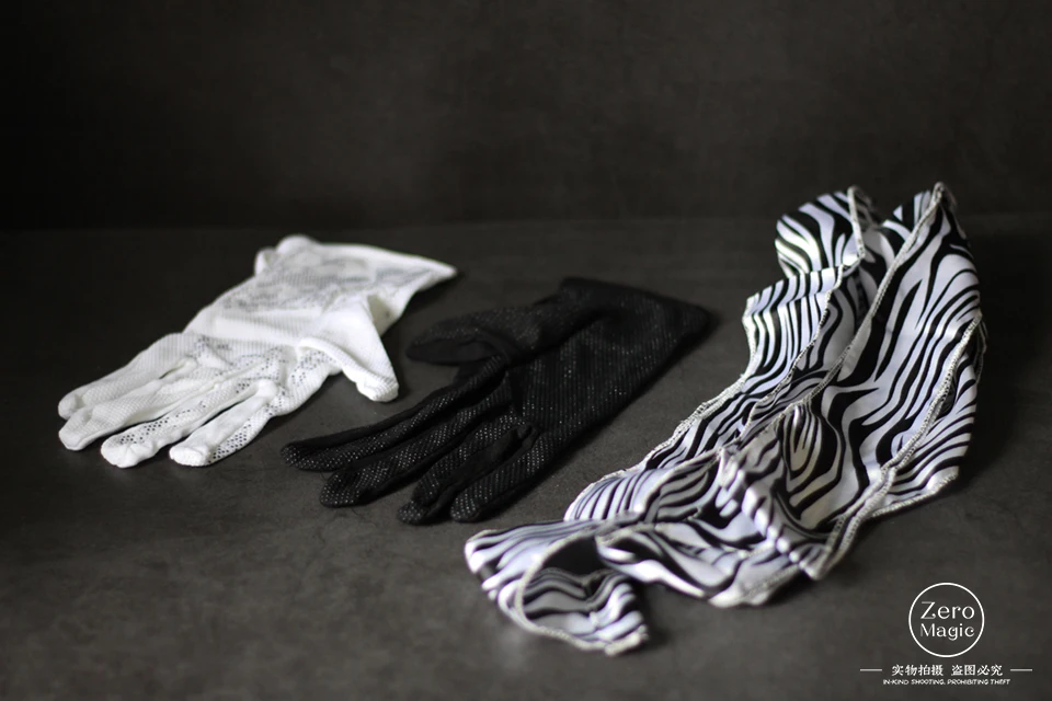 Бесплатная доставка черно-белые перчатки для Zebra Streamer-Magic Trick Card Satge Magic Accessories Gimmicks