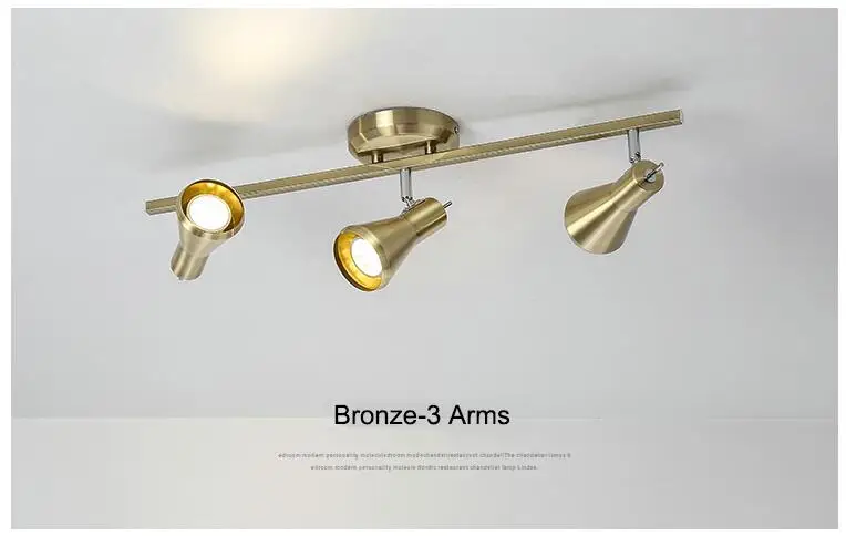 3 Arms Bronze Светодиодный потолочный светильник MDWELL в скандинавском стиле 220 В с металлическим абажуром для гостиной E14, металлический потолочный светильник, современный фойе - Цвет корпуса: 3 Arms Bronze