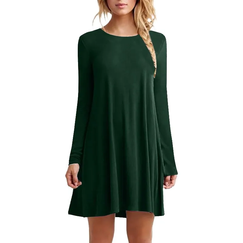 Женское платье с длинным рукавом однотонное большого размера 2019|vestido feminina|sleeve