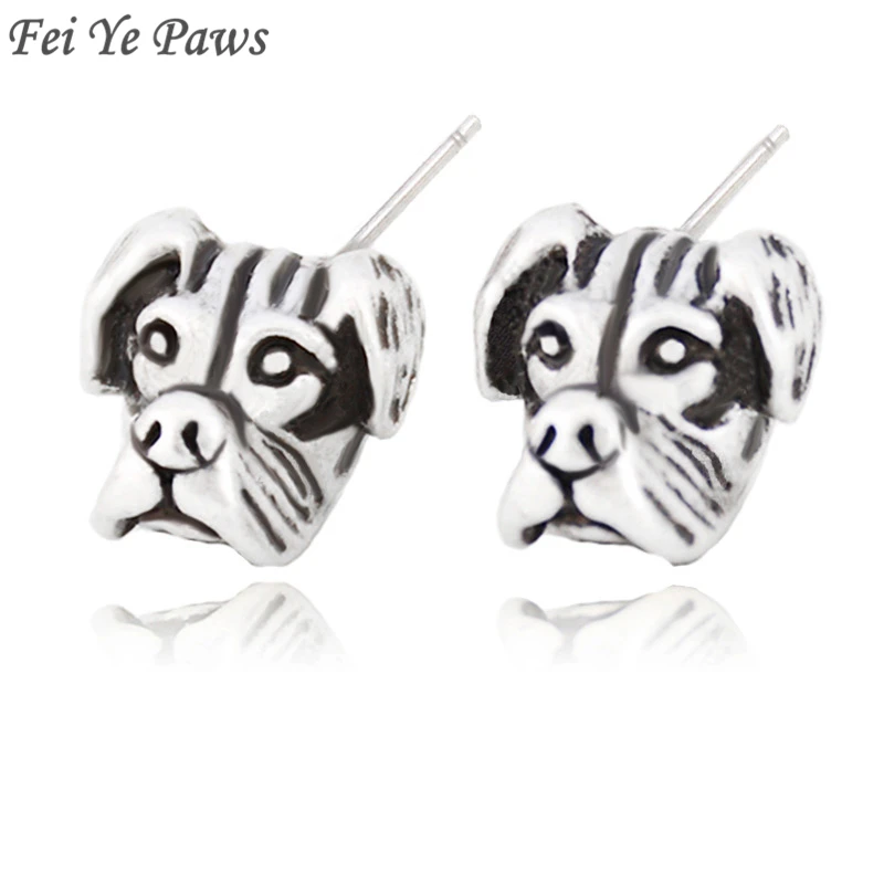 Fei Ye лапы Бохо Винтаж серебро Цвет ушами с изображением собак боксеров ПЭТ