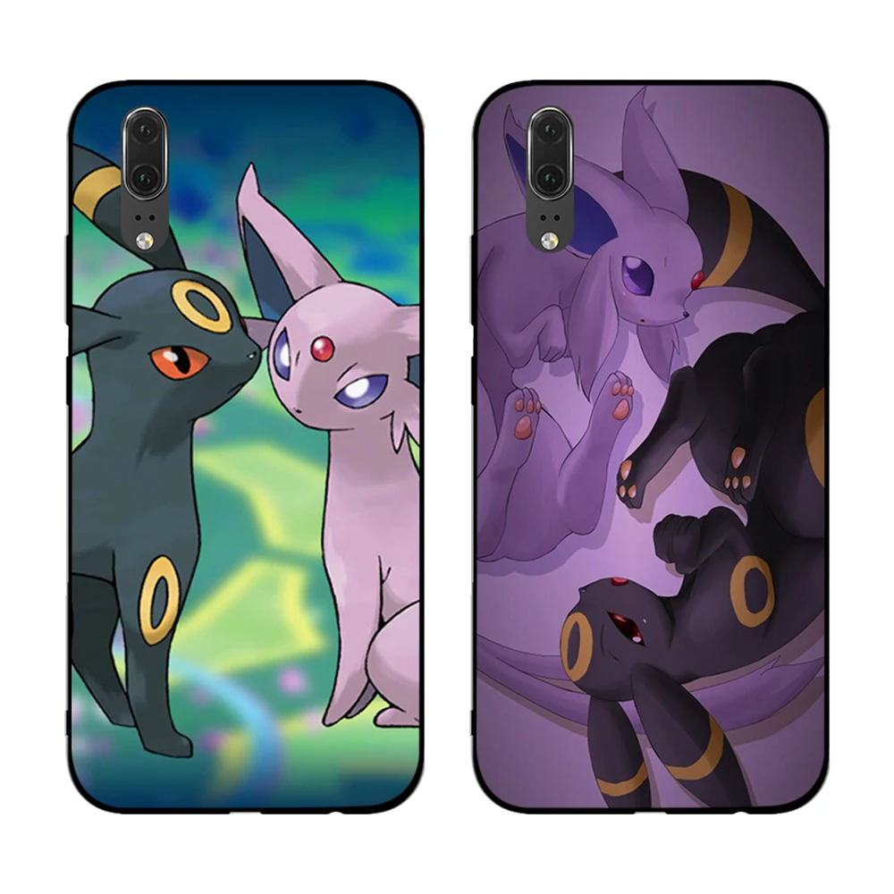 Розовый мягкий чехол love Umbreon и Espeon для Huawei Y6 Y7 Y9 Prime 2017 2018 2019 Nova 2i 3 4 3i Lite Mate 10 20 Pro |