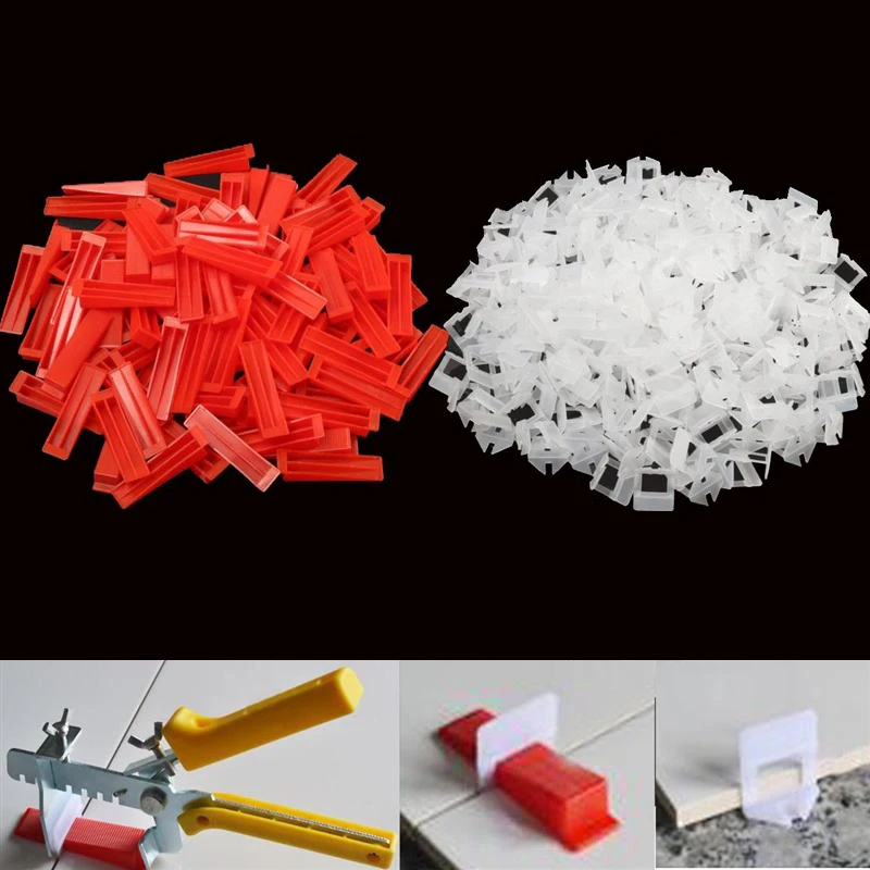 

300pcs Plastic Ceramic Tile Leveling System 200 Clips+100 Wedges Tiling Flooring Tools Wedges Clips size 2mm