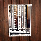 Металлическая временная татуировка большого размера, Серебряное золото, браслет, тату, ювелирных изделий, стикер 21х15 см, женский боди-арт, татуировки на рукавах