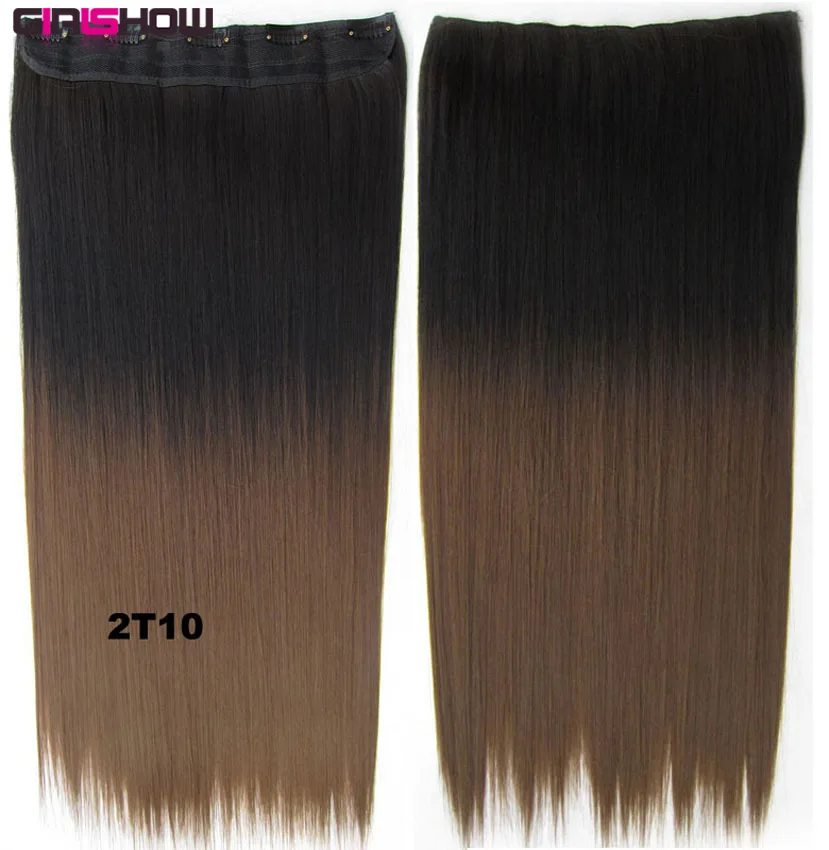 GS666 Color 2T10 5 клипов на Dip краситель Омбре тени Синтетические прямые пряди двухцветный парик расширение, 36 цветов доступны 130 г, 60 см, 10 шт./партия - Цвет: GS666 Color 2T10