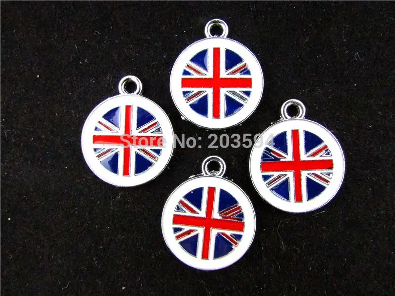 

AE267 20Pcs Mix Color Alloy metal Enamel UK Flag Charms Pendants 33x25mm