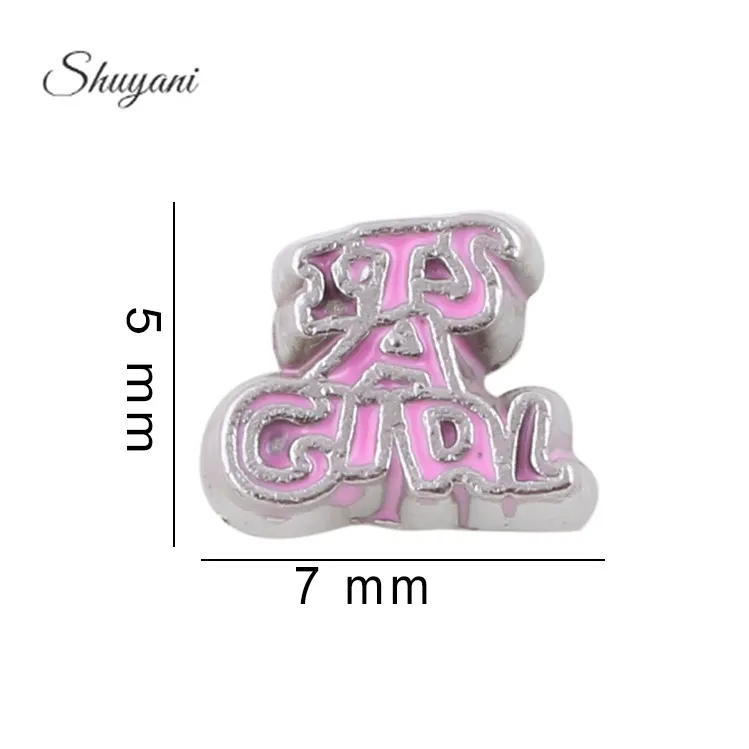 F354 Word Charm Pink Colors It's A Girl Charms For Floating Glass Locket 5*7mm |