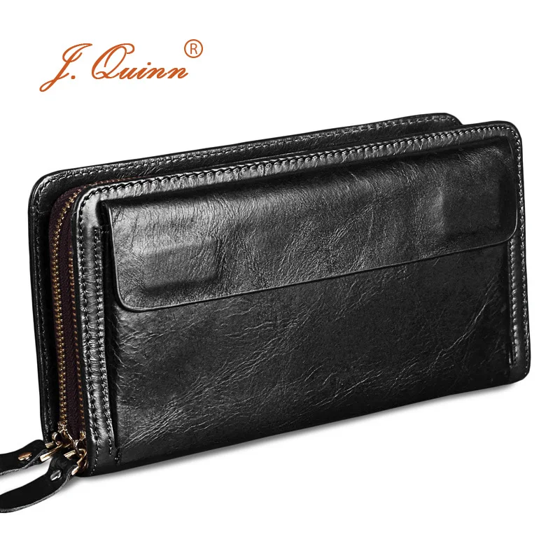 Мужской клатч J.Quinn кошельки с двойной молнией мужской кошелек из натуральной