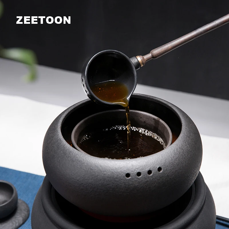 Японская зеркальная чаша для приготовления чая из грубой керамики с