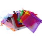 50 шт.лот многоцветные сумки из органзы, сумка для упаковки ювелирных изделий, сумочки для свадебвечерние и подарочные пакеты на шнурке 7x9 см 9x12 см