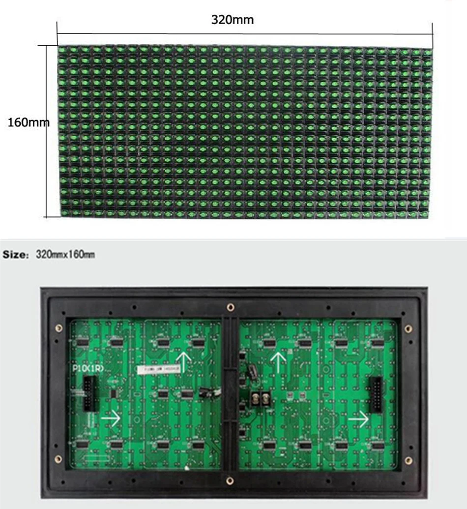 Наружный водонепроницаемый зеленый светодиодный дисплей модуль 320 мм * 160 1/4