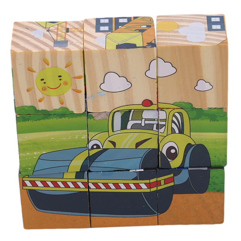 

Kid Wooden 3D Puzzle Cartoon Animal Puzzle Toy 6 Sides Wisdom Jigsaw Early Education Learning Toys For Children 3D Puzzle