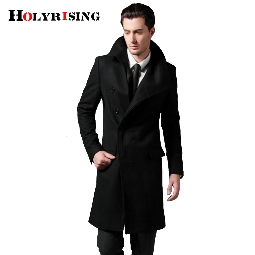 

2017 S-3XL large size men wool coat long coat woolen coat erkek mont cappotto abrigo hombre peacoat Holyrising