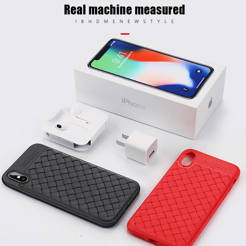 CRIAR HOUSE For Apple iPhone X 6 6s 7 8 Plus 10 Ultra Thin Slim Grid Weave Leather Soft Silicon TPU Vintage Phone Cover Case |