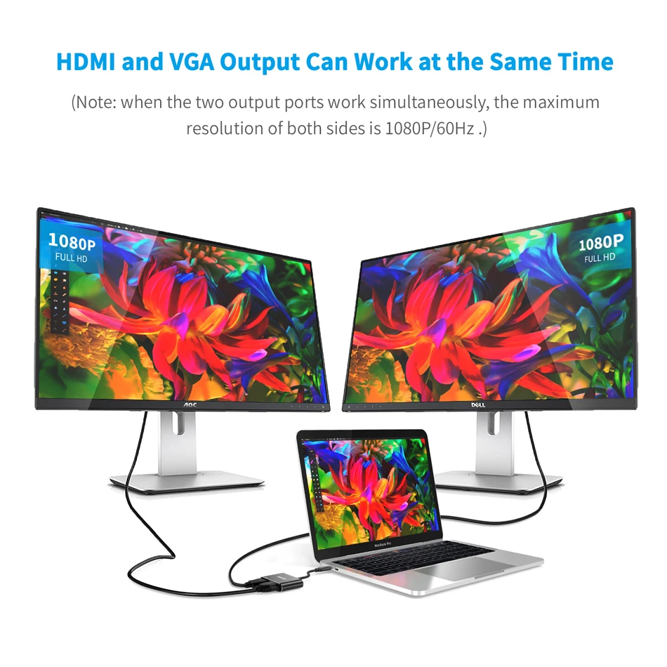CHOETECH Тип C к HDMI + VGA адаптер 2 в 1 кабель Переходник USB на 4 1080 P для Galaxy Note 8/S9 плюс 2017/2016