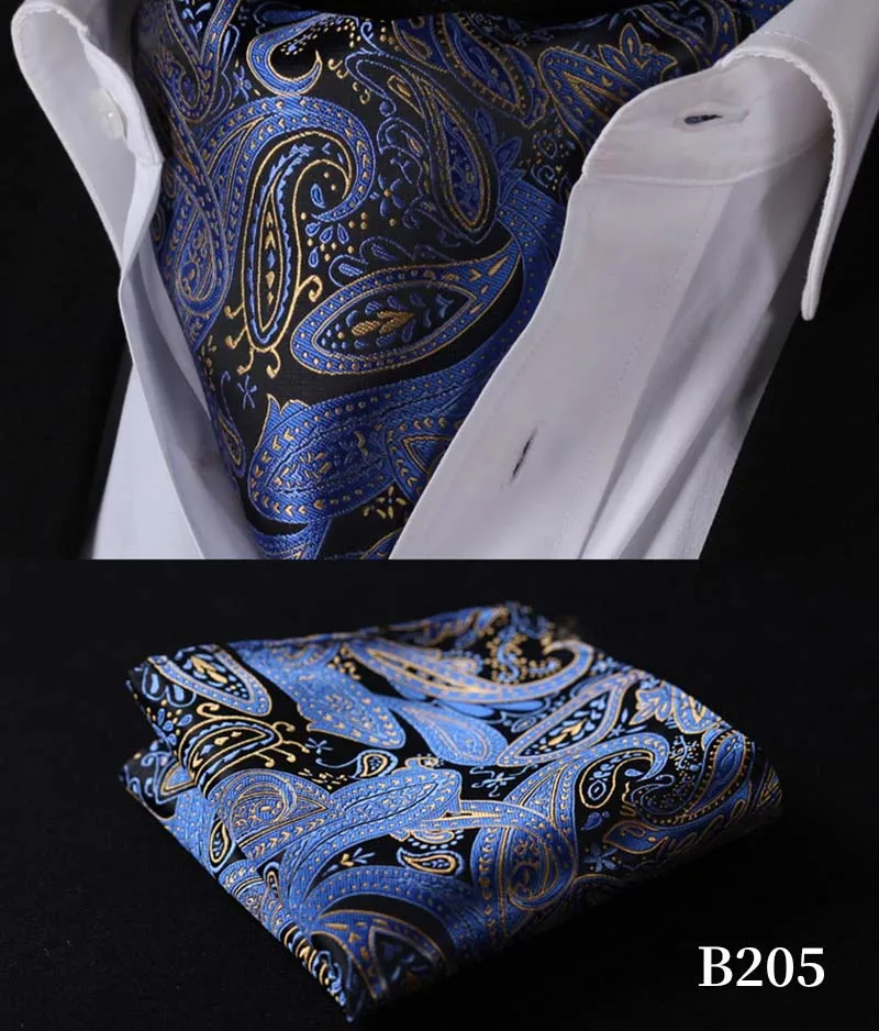 B205 Paisley Blue Вечерние, классический свадебный квадратный Карманный, Цветочный, Пейсли, в клетку, в горошек, Мужской Шелковый шейный платок, Аскот, галстук, носовой платок, набор# B2 - Цвет: B205 Paisley Blue