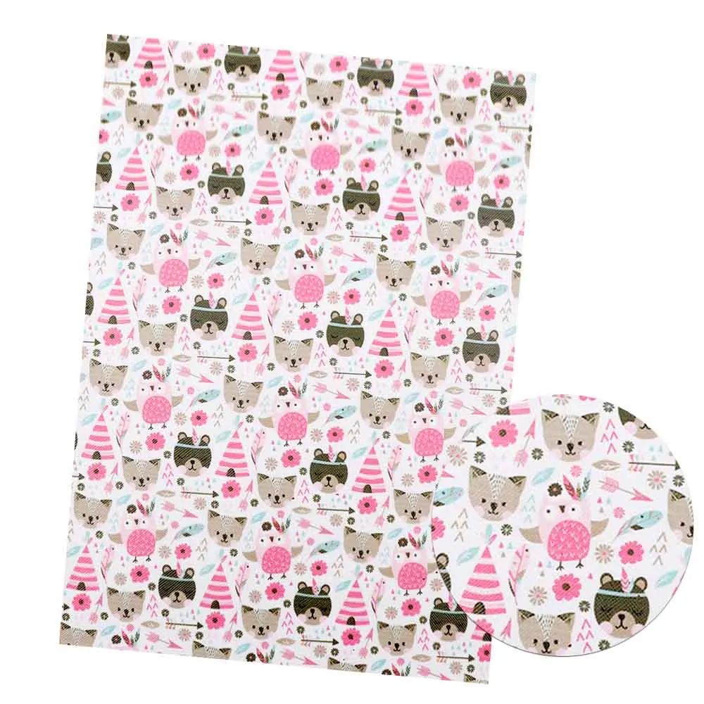 IBOWS Новинка 22*30 см Мультяшные животные печатные искусственная кожа лоскутные для