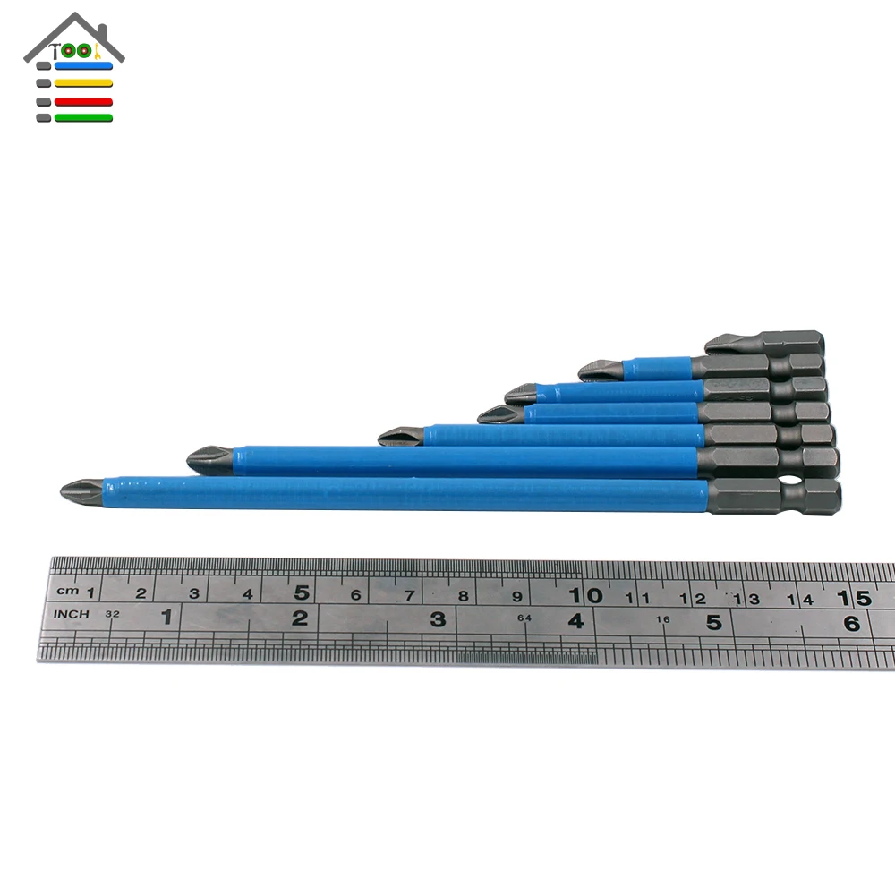 Набор бит для электрической отвертки PH2 7 шт. с противоскользящим покрытием