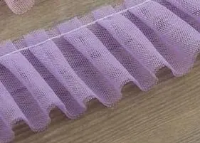 Lilac 10 ярдов/партия, сделай сам, текстиль для одежды, 5 см., широкий, двойной, марлевый, со складками, кружевная отделка, чистая пряжа, Agaric, кружевные оборки, кружевные аксессуары - Цвет: Lilac