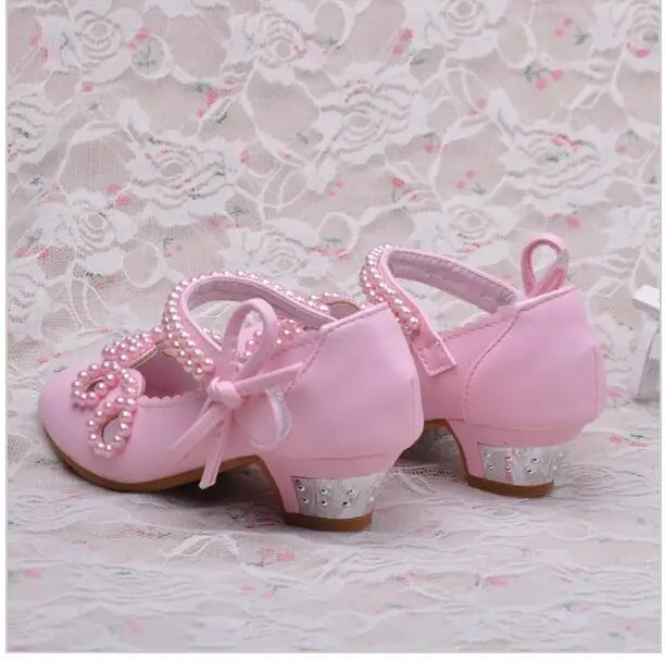 Новые свадебные туфли с бисером для девочек детские туфли-лодочки вырезами