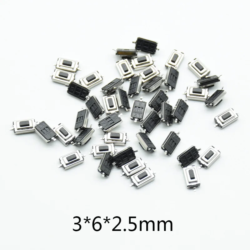 100 шт. сенсорный мини-микропереключатель Tact 3x6x2 5 мм 3*6 * SMD желтая красная черная